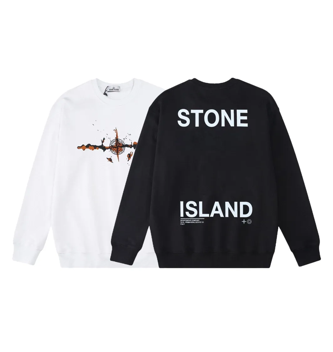 W803#P160💰 Stone Island Rusty Compass logo printed round neck long-sleeved sweatshirt! Versatile base round neck sweatshirt for couples! Simple armband design, customized 1*1 thread (fine texture), 380g double-strand large terry fabric, very good quality, foreign trade craftsmanship, respect the original version! The threads at the cuffs and hem are all original bartacks! The time-consuming and material consumption distinguishes the ordinary version on the market! Tops worn by celebrities from all walks of life on INS, can be matched with couple styles!  Color: Black White Size: M-XXL